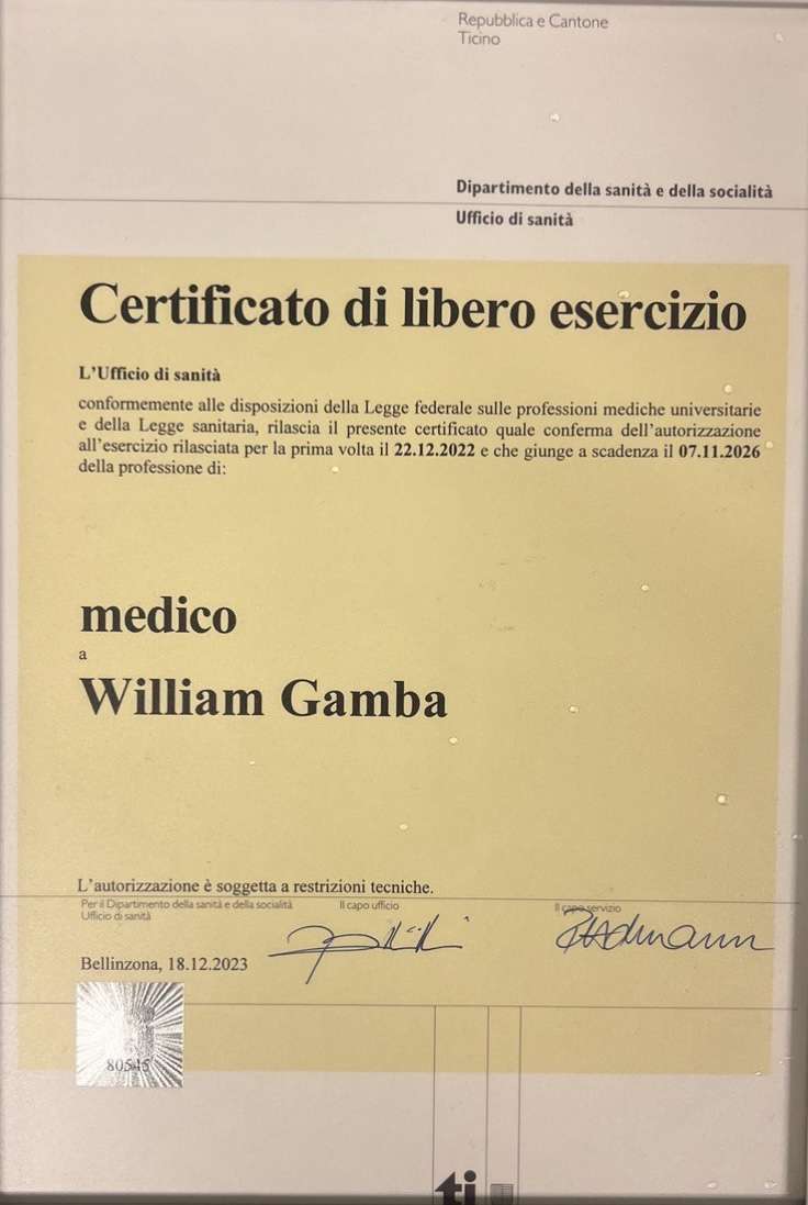 Certificato Libero Esercizio Canton Ticino